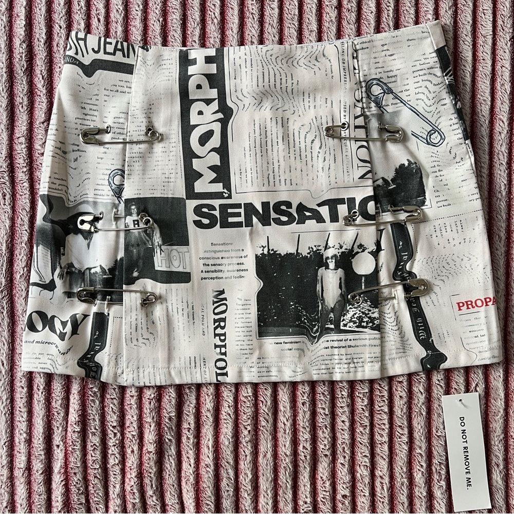 XS With Jean Safety Pin Mini Skirt Read All About It